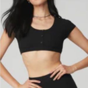 Alo Blissful Henley Bra Top